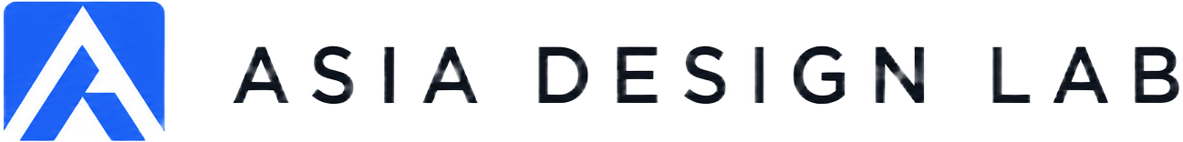Official Asia Design Lab identity with a blue ADL symbol and black wordmark