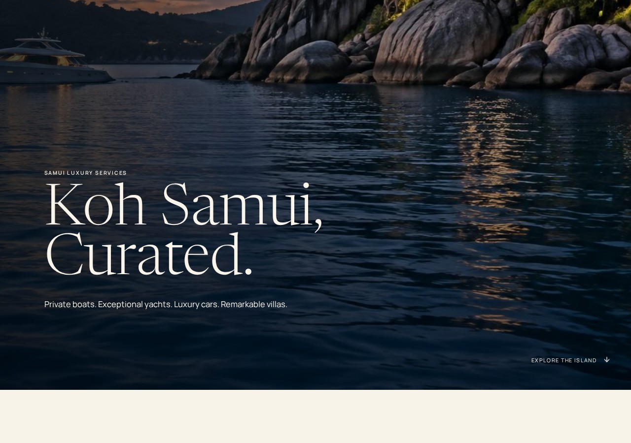 Samui Luxury Services website preview presenting yacht, boat, car and villa collections, from Asia Design Lab's portfolio
